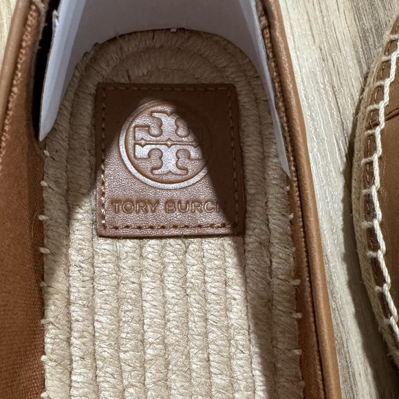 Tory Burch Block Flat Espadrille Nappa Leather Royal Tan Size 9.5 NIB - Picture 6 of 6